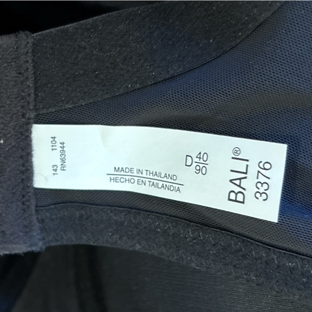 NWOT BALI 40D BLK UNDERWIRE BRA  MINIMALIST CAMISOLE TANK TOP STRETCH LINGERIE - Picture 10 of 11